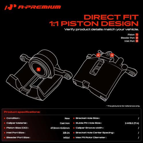 A-Premium Rear Left and Right Side Disc Brake Caliper without Bracket - style: #18-4850+18-4851