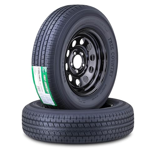 Free Country Trailer Tire Wheel ST205/75R15 8PR D 107N 5X4.5 Black Mod Pk2 - size: ST205/75R15 /5x4.5