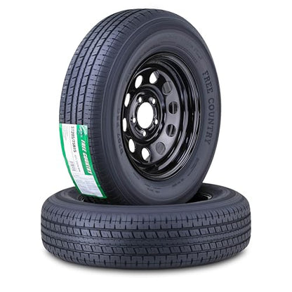 Free Country Trailer Tire Wheel ST205/75R15 8PR D 107N 5X4.5 Black Mod Pk2 - size: ST205/75R15 /5x4.5