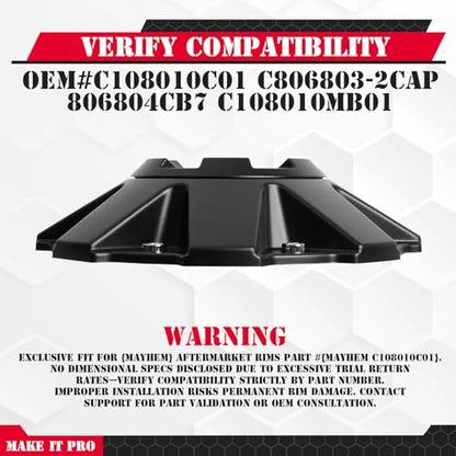 KitsPro Center Cap for Mayhem C108010C01 C806803-2CAP Rim — Matte Black with American Flag, Pack of 1 - color: Matte Black with American Flag, size: Mayhem C108010C01 / C806803-2CAP