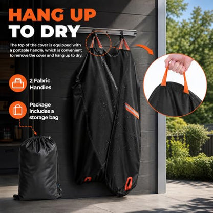 Motorcycle Cover 420D Heavy Duty Waterproof Outdoor, Upgraded Oxford Fabric