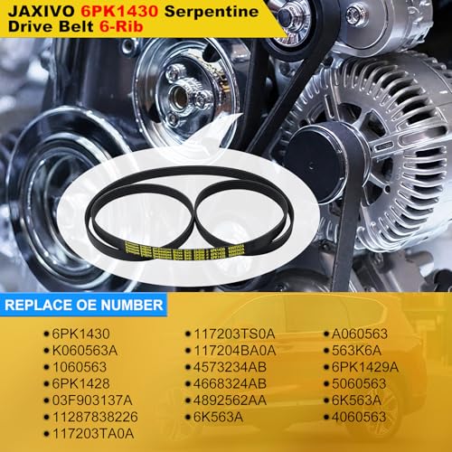 6PK1430 Serpentine Belt V-Ribbed Drive Belt Compatible with L4 2.5L 13-17 Altima Base,13-18 A-ltima S/SL/SV,14-18 Alti-ma,14-20 Rogue L4 2.5L Gas Only Replace K060563A,106056 - size: 6PK1430-1430mm