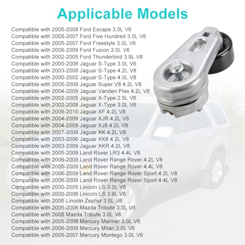 Belt Tensioner Assembly with Pulley Compatible with Ford Escape