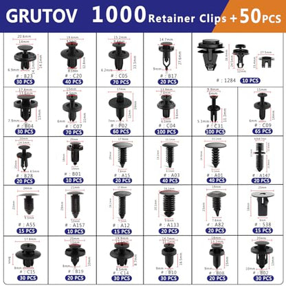 Car Clips Bumper Clips Shield Retainer Clips Plastic Rivets 1050PCS Automotive Push Pins Assortment Xmas Tree Fasteners Kit Most Common Sizes Auto Body with Removers for Ford Honda Chrysler GM Blue - size: 1050PCS