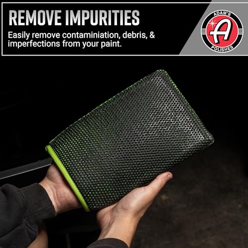 Adam's Clay Mitt (Green, 2pk) - Car Detailing Medium Grade Clay Mitt Glove Quickly Removes Debris from Your Vehicle Exterior Paint, Glass, Wheels, Chrome & More - size: Green - 2pk