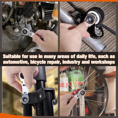 SPEEDWOX 5-Piece Stubby Wrench Set SAE 1/4"-13/16" Flex Head Ratcheting Double Box End Wrench with 72-Tooth Ratchet CR-V Steel Construction for Tight Spaces & Automotive Repair Mini Spanner Set - style: SAE