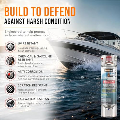 SAMURAI Marine Spray Paint - 2K Clear Gloss, UV Resistant - Pack of 1 Can