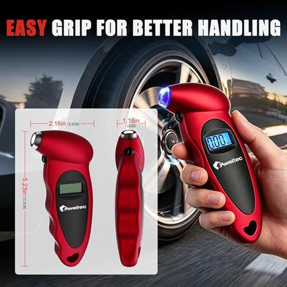 Digital Tire Pressure Gauge,Accurate Cars Air Gauge 150 PSI,2 Pack - color: Red(2PK), size: 2 Pack