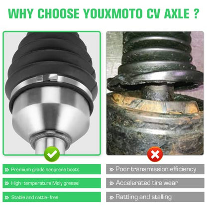 Youxmoto Front Left CV Axle Fit for Kawasaki 800 Teryx/ Teryx4 2015 2016 2017 2018 2019 2020 2021, 4340 Chromoly Steel CV Axle Half Shaft, for 59266-0047 59266-0707 - size: 1*Front Left Axle