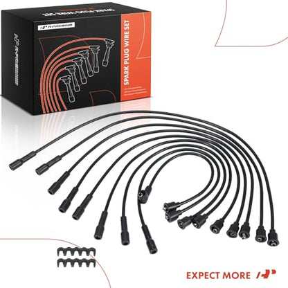 A-Premium 7MM Spark Plug Wires Set of 9 Compatible with Jeep & Pontiac