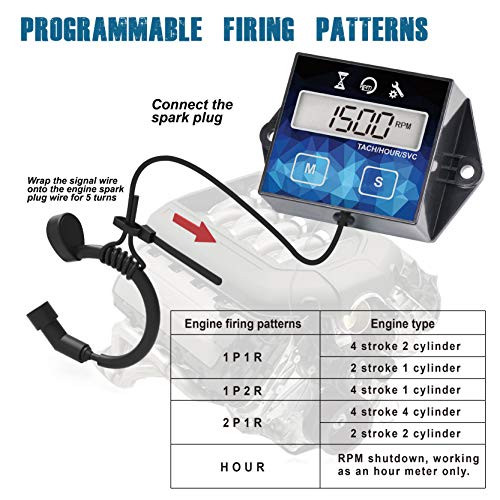 Runleader RL-HM011F Digital Hour Meter, Small Engine Tachometer