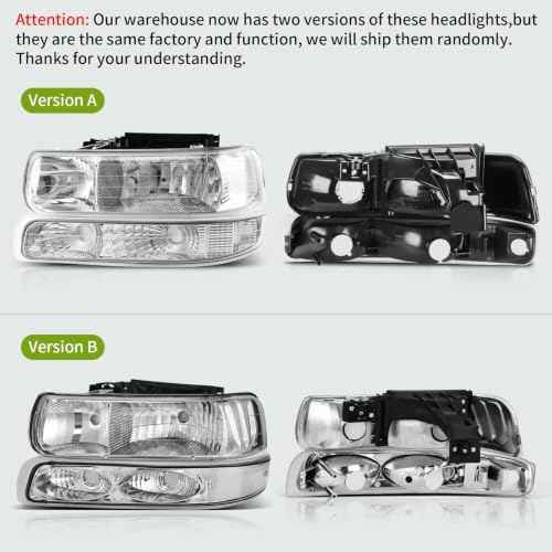 AUTOSAVER88 Headlight Assembly Compatible with 1999-2002 Chevy Silverado - color: OE - Chrome/Clear/Clear