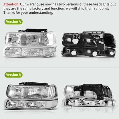 AUTOSAVER88 Headlight Assembly Compatible with 1999-2002 Chevy Silverado - color: OE - Chrome/Clear/Clear