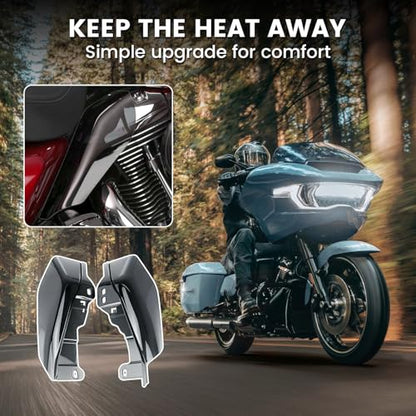 Heat Shields for Harley Davidson Touring Street Glide Road Glide Electra Glide Road King Ultra Limited Tri Glide CVO 2017-2024 2025, Gloss Black - color: Black