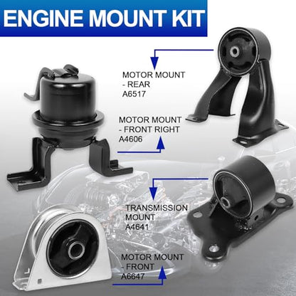 4-Pc Engine Motor Mount Kit Compatible with 02-07 Mitsubishi Lancer 2.0L - size: 2002-2007 Mitsubishi Lancer Auto
