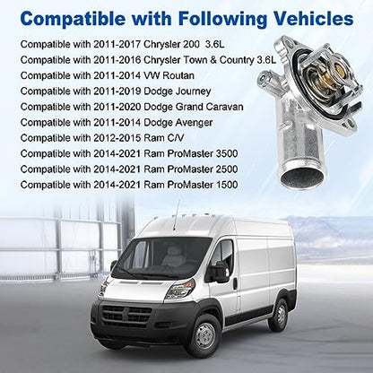 WMPHE Aluminium Engine Coolant Thermostat Housing Compatible with 2011-2019 Dodge Journey/Grand Caravan, 2011-2016 Chrysler Town & Country, 2011-2014 Dodge Avenger/VW Routan Replacement for 5184570AH - size: 902-3036