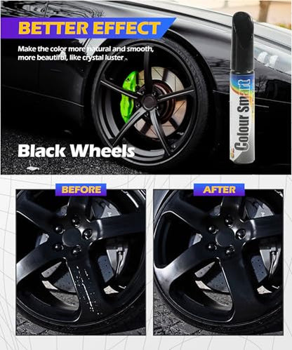 SCUARI Touch Up Paint for Cars,Wheel Paint,Car Accessories Car Paint Scratch Repair,Car Paint Pen,Car Scratch Remover Pen,Wheel Scratch Fix,Touch Up Paint Pen,Fit for Car Rim Scratch Repair (Black) - color: Black