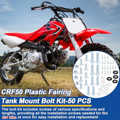 Podoy CRF50 Plastic Fairing Bolt Kit 50PCS Tank Mount Screw Set (50pcs)