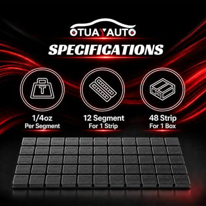 OTUAYAUTO 1/4oz 576pcs Black Adhesive Stick-On Wheel Weights 144oz/Box - color: Black, size: 576 PCS