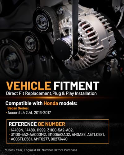 Alternator 14489 110A Fit for Honda Accord 2013-2017 2.4L CVT - size: 14489N