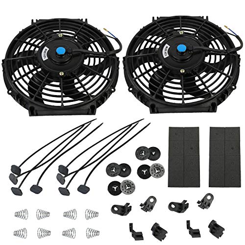 JDMSPEED New 2 Sets Universal 10'' Electric Radiator Cooling Slim Fan Push Pull Mounting Kit - color: Black, size: 10 Inch*2
