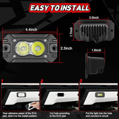 LED Pod Lights Flush Mount Off Road Driving LED Light Bar - color: White Flush