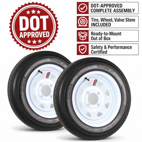 eCustomrim 2-Pack Trailer Tire Rim Assembly 4.80-12 480-12 4 Lug LRC White