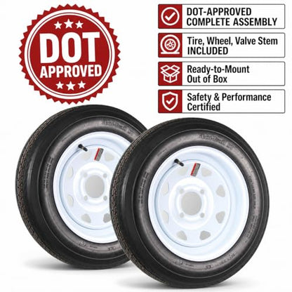 eCustomrim 2-Pack Trailer Tire Rim Assembly 4.80-12 480-12 4 Lug LRC White