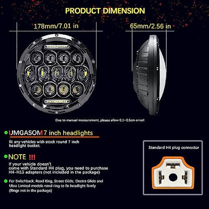 7 inch LED Motorcycle Headlight with High/Low Beam and DRL