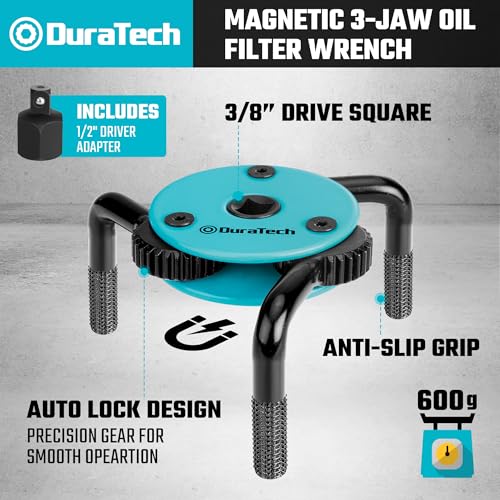 DURATECH 3-Jaw Adjustable Oil Filter Wrench, 3" to 5.51"(76mm to 140mm) - size: 3 to 5.51 Inches