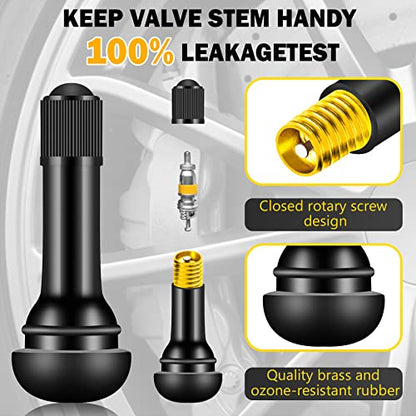 100 Pieces TR412 TR413 TR414 Tire Valve Stems Rubber Black Rubber Snap-in Valves,Tubeless Valve Stems Suit for 0.453 inch Rim Holes on Standard Vehicle Tires - size: 100pcs（TR412-50pcs、TR413-25pcs、TR414-25pcs）