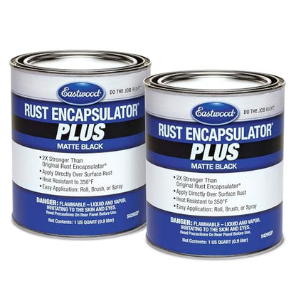 Eastwood Matte Black Rust Encapsulator Plus | Long Lasting Durable Finish 1 Coat Maximum Rust Protection | Heat Resistance up to 350 degrees Fahrenheit | Matte Black Quart | 2 Pack - size: 32 Ounce (Pack of 2)