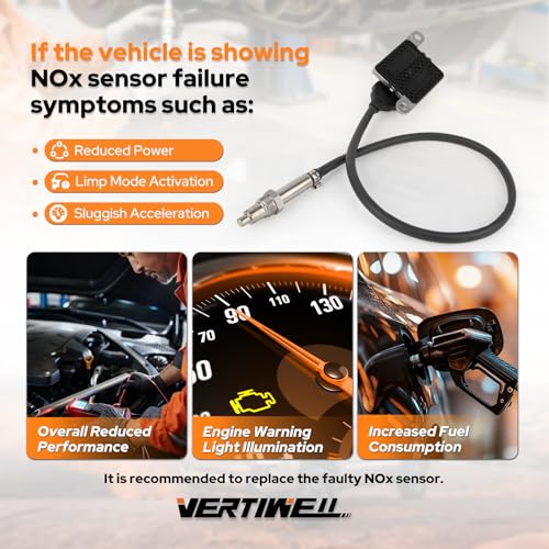NOx Sensor Outlet Downstream Nitrogen Oxide Sensor Compatible with Freightliner Cascadia Kenworth T680 Peterbilt 389 International Harvester 10.5L 12.4L 14.9L L6 2013-2020 Replaces 904-6015