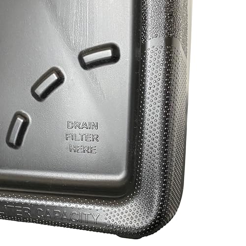Black 10-Quart Automotive Oil Drain pan, Splash-Proof Oil Collection Tray, Sturdy and Durable Plastic Oil Container, an Essential Automotive Accessory for DIY Oil Changes and Mechanics.