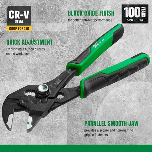 SK 6" Pliers Wrench, Smooth Parallel Jaw, Water Pump Pliers, CR-V Steel - size: 6-inch Single