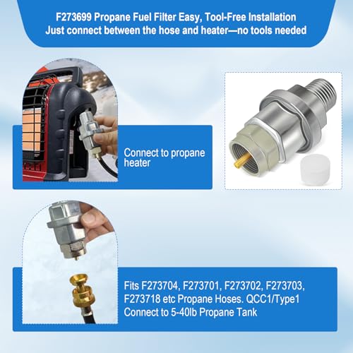 Propane Fuel Filter F273699 for Portable Propane Heaters & Grills,Inline LP Gas Heater Filter, Fits Propane Hoses F273704 F273701 F273702 etc for Camping,RV,Garage,Outdoor Heater/Cooking. - style: Propane Fuel Filter