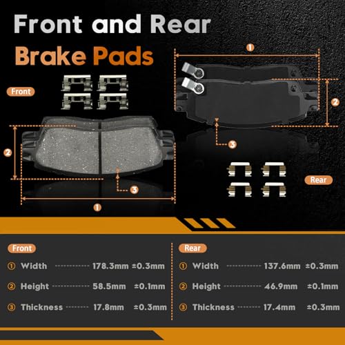 BETTHAND Front And Rear Brake Pads And Rotors Compatible With Chevy, GMC - size: 580359*2+580029*2+D1169-8282+D883-L7760