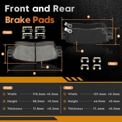 BETTHAND Front And Rear Brake Pads And Rotors Compatible With Chevy, GMC - size: 580359*2+580029*2+D1169-8282+D883-L7760