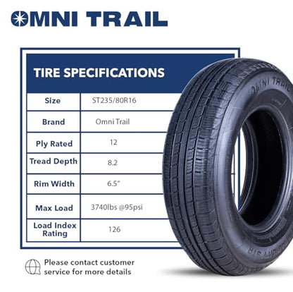 Omni Trail Capability STR Radial Trailer Tire, ST235/80R16, 2 Tires, 12-Ply - size: ST235/80R16 -12PLY