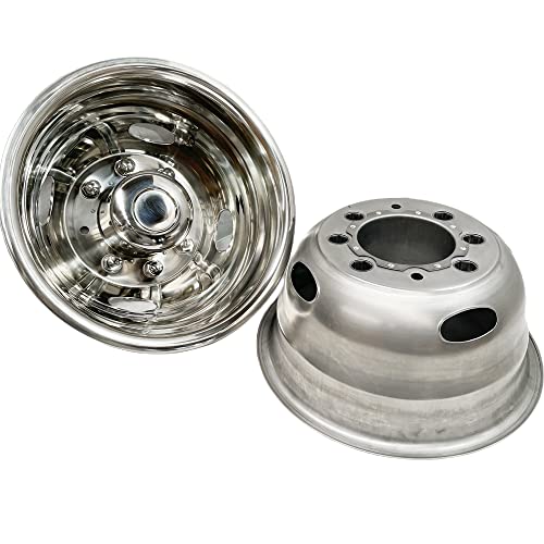 4pcs 17 Anti Rust Wheel Simulators Fit for 2005-2025 Ford F-350 F350, 8 Lug Waterproof Replacements Bolt On Polished Stainless Steel Dually Hubcaps Wheel Covers with Installation Tool Kit - size: 17"#6