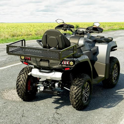 KUAFU Rear Cargo Basket Universal ATV UTV Black Steel Storage Rack Rear - size: Rear