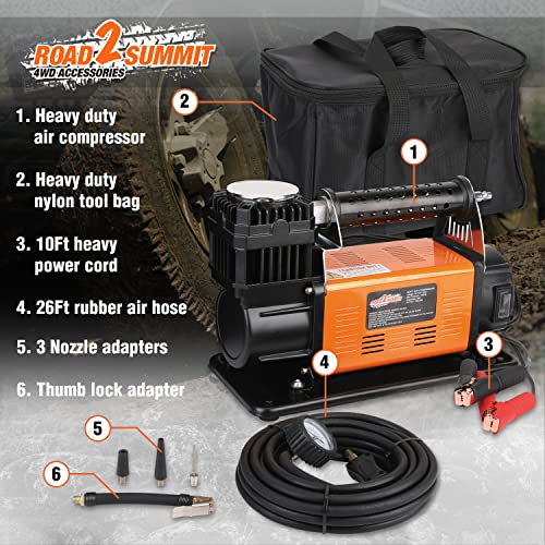 Heavy Duty Portable 12V Air Compressor Kit Inflate 6.35CFM (180L/ Min), Max 150PSI, Off-Road Air Compressor Kit for 4x4 Vehicle RV, Air Pump for ATVS Tire, for Car and SUV Tire