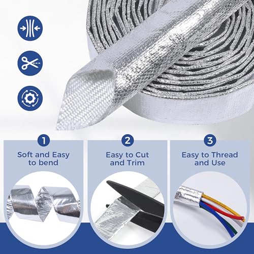 Automotive Heat Shield Sleeve 3/4inch-3.6ft High Temp Sheathing Roll - size: 3/4"-3.6ft