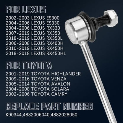 K90344 Stabilizer Sway Bar Links 2PCS for Lexus ES300 ES330 RX330 RX350 RX350L RX400h RX450h RX450hL,Toyota Highlander/Venza/Avalon/Solara/Camry - size: K90344