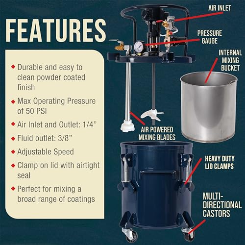 TCP Global 5 Gallon (20 Liter) Heavy Duty Steel Pressure Pot Paint Tank - size: 5 Gallon Pneumatic