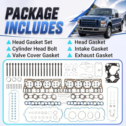 6.4 Full Head Gasket Set w/Head Bolts Fit for Ford 08-10 HS26565PT CS26565 - size: 6.4 Full Head Gasket Set w/Head Bolts