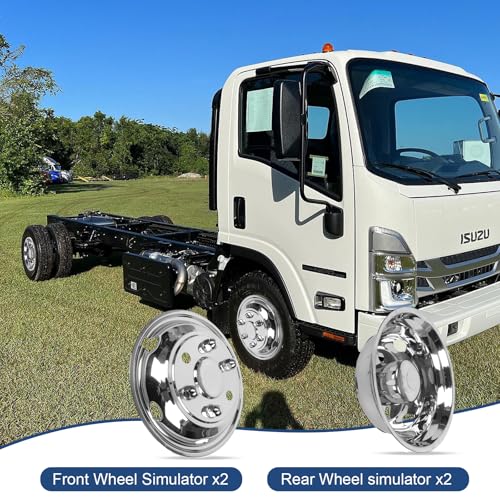 hightall 19.5“ Wheel Simulators 6 Lug 6 Vent Holes,Stainless Steel Hubcaps, Bolts On,Compatible with 1995-2025 Isuzu FRR/NPR/NQR/FSR Lo-Pro and Chevy GMC W4500/W5500 - size: 19.5"For Isuzu