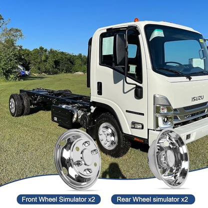 hightall 19.5“ Wheel Simulators 6 Lug 6 Vent Holes,Stainless Steel Hubcaps, Bolts On,Compatible with 1995-2025 Isuzu FRR/NPR/NQR/FSR Lo-Pro and Chevy GMC W4500/W5500 - size: 19.5"For Isuzu