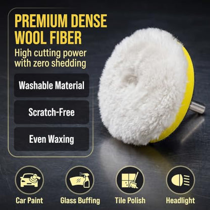 7 PCS 3 Inch Wool Polishing Buffing Pad Polishing Buffing Wheel with M10 Drill Adapter, Car Buffer Drill Attachment, Drill Buffer Polisher Attachmen for Car, Glass, Tile, Tire Polishing & Waxing - size: 7 Pcs 3 Inch