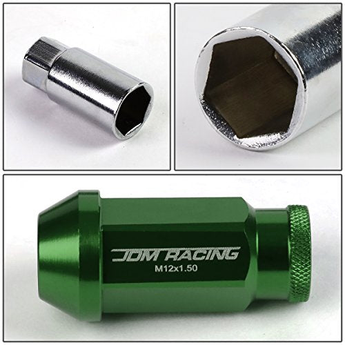 Auto Dynasty 20-Piece M12 x 1.5 Extended Aluminum Alloy Wheel Lug Nuts+Adapter Key (Green) - color: Green